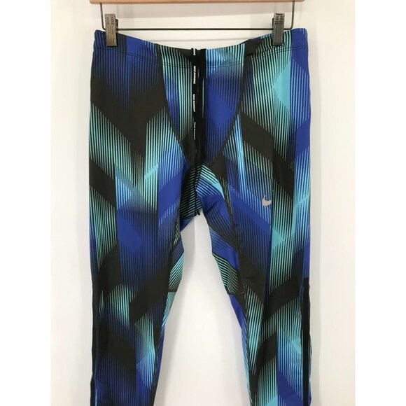 Nike Dri-Fit womens running Leggings Size Large Blue  Pattern Compression Pants - Picture 6 of 13